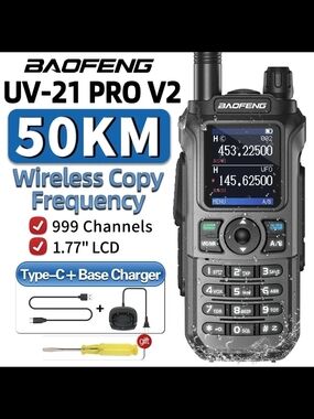 UV-21 Pro V2 Black Portable Two-Way Radio